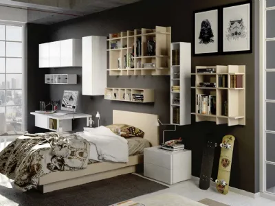 Libreria Speed Up Comp 01 in Rovere Cenere e laccato Verde Foglia di  Dall'Agnese